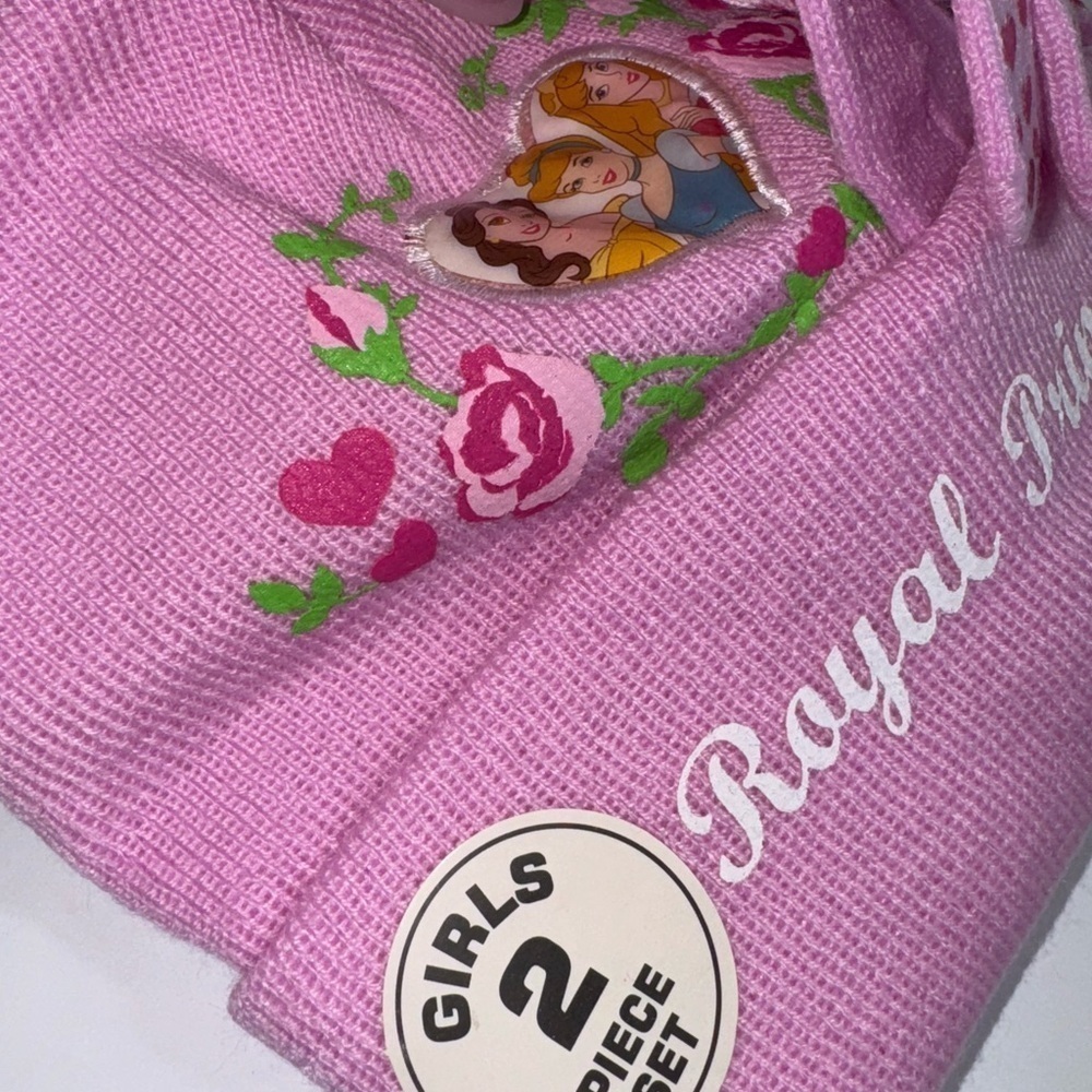 Disney Princess Toddler Girl's pink Hat & Mittens Set - Picture 3 of 3